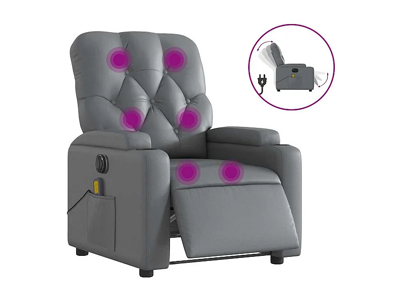 Fauteuil inclinable électrique-Fauteuil de massage pour Salon gris similicuir SHL3587