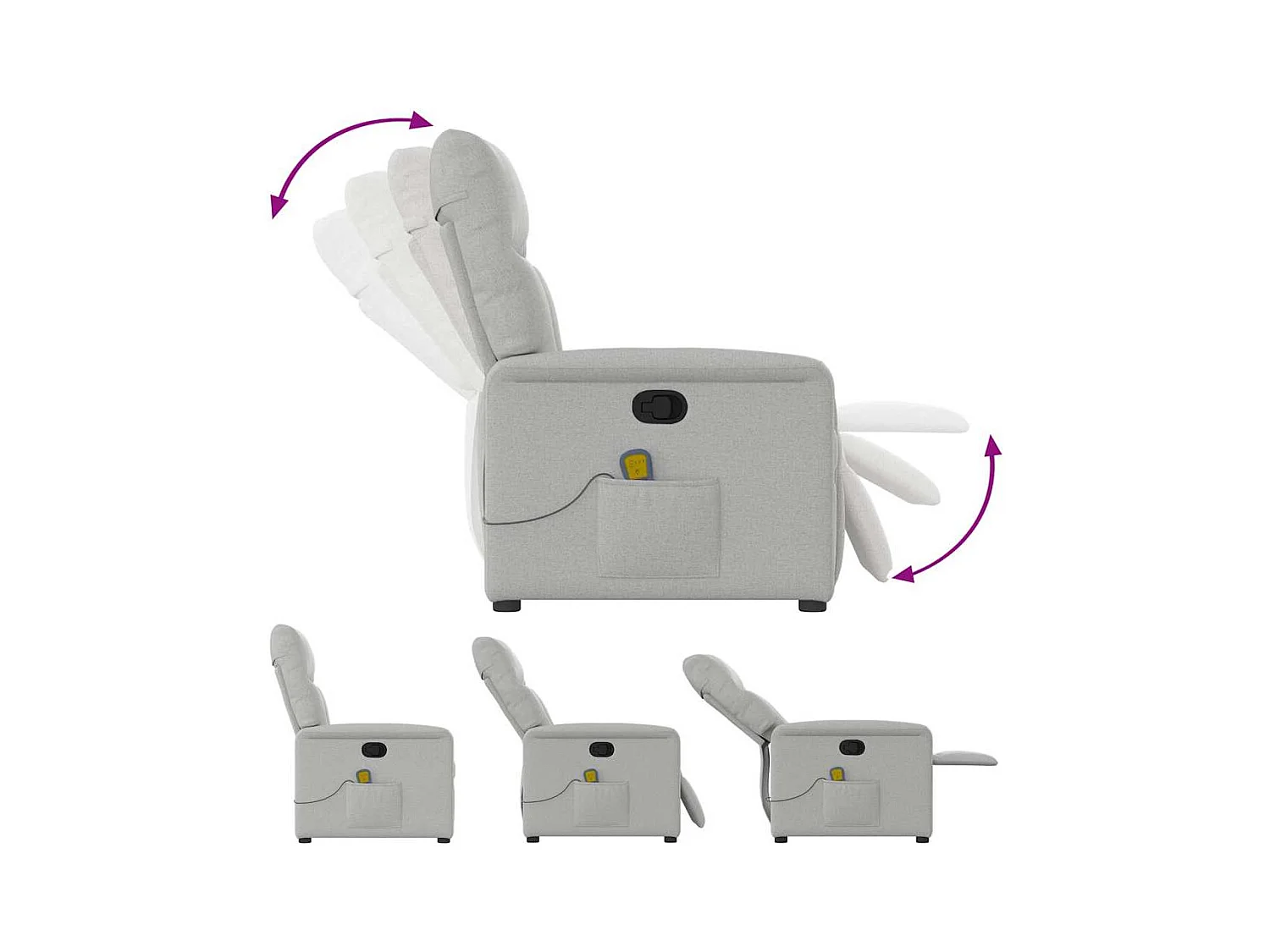 Sillón de salón | Silla | Sillón de masaje reclinable de tela gris nube SHL2947