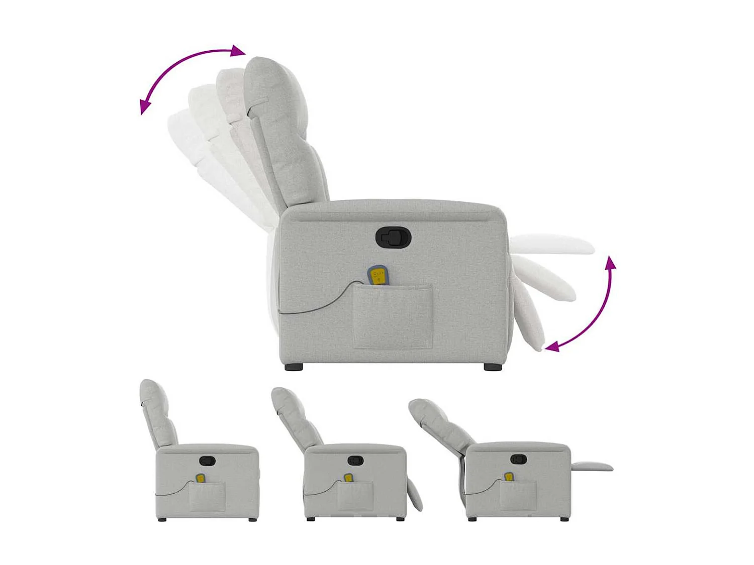 Fauteuil inclinable-Chaise de relax-Fauteuil de Massage gris nuage tissu SHL1583