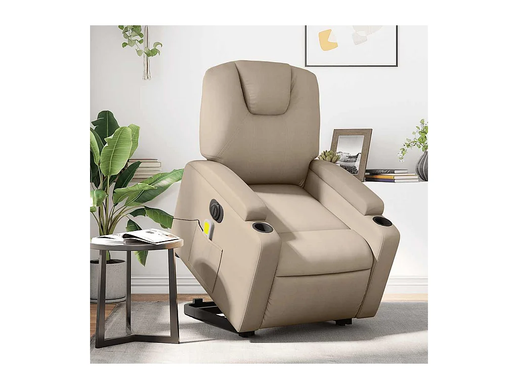 Fauteuil inclinable électrique-Chaise-Fauteuil de Massage cappuccino similicuir SHL5283