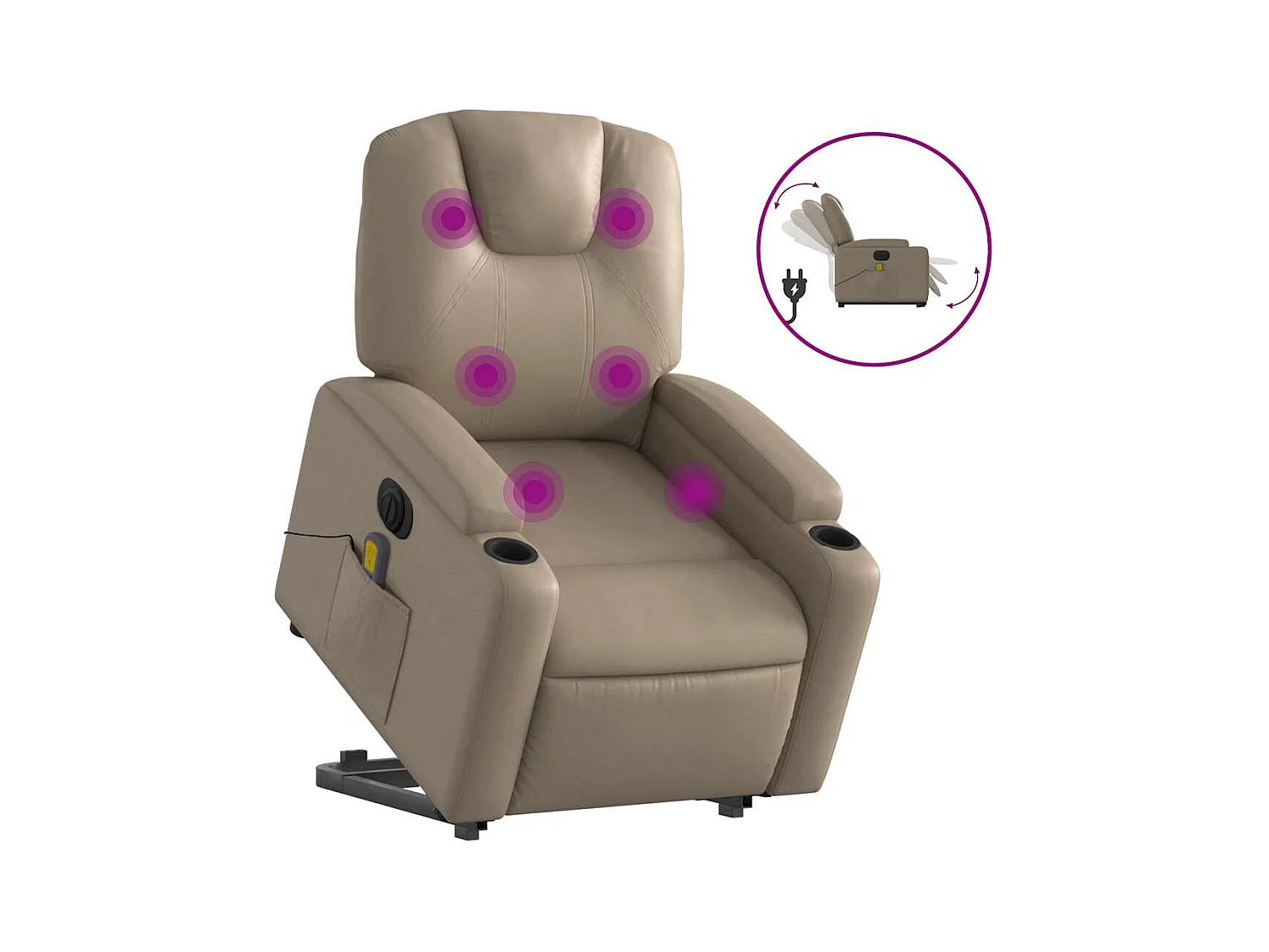 Fauteuil inclinable électrique-Chaise-Fauteuil de Massage cappuccino similicuir SHL5283