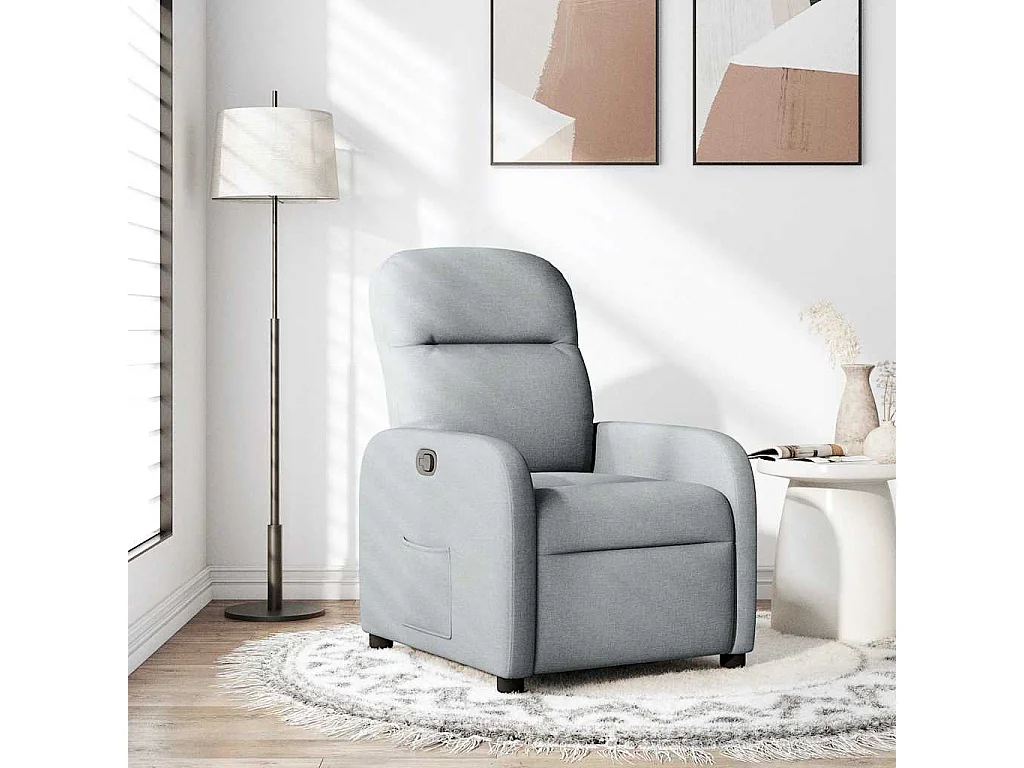 Fauteuil inclinable-Chaise de relax-Fauteuil TV Gris clair Tissu SHL4091