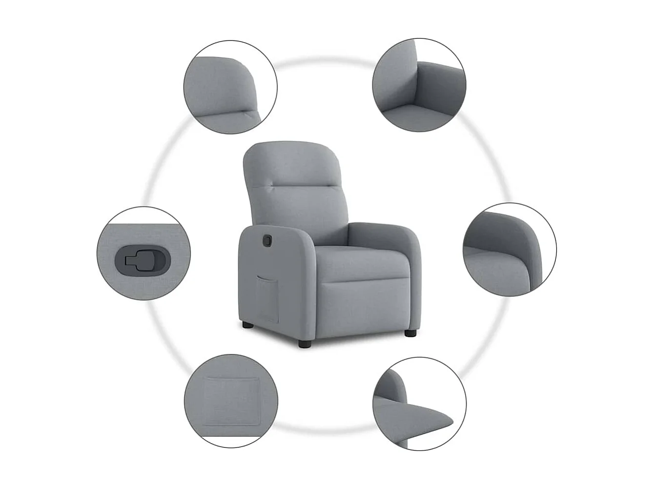 Fauteuil inclinable-Chaise de relax-Fauteuil TV Gris clair Tissu SHL4091