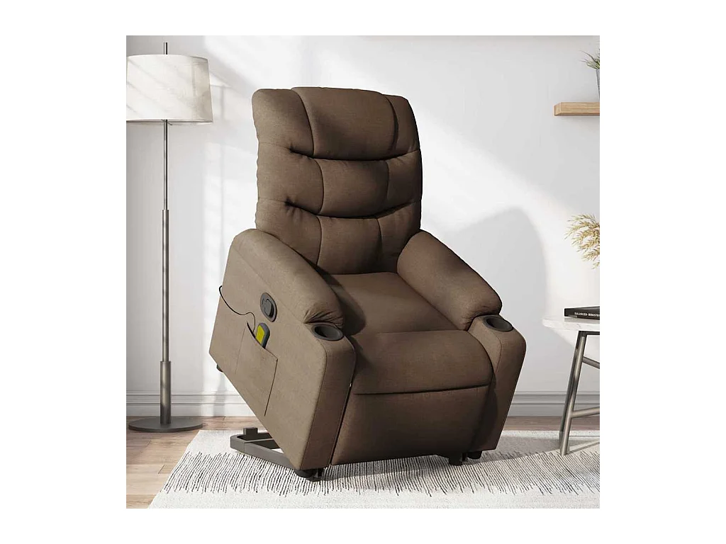 Sta-op-massagestoel verstelbaar stof bruin