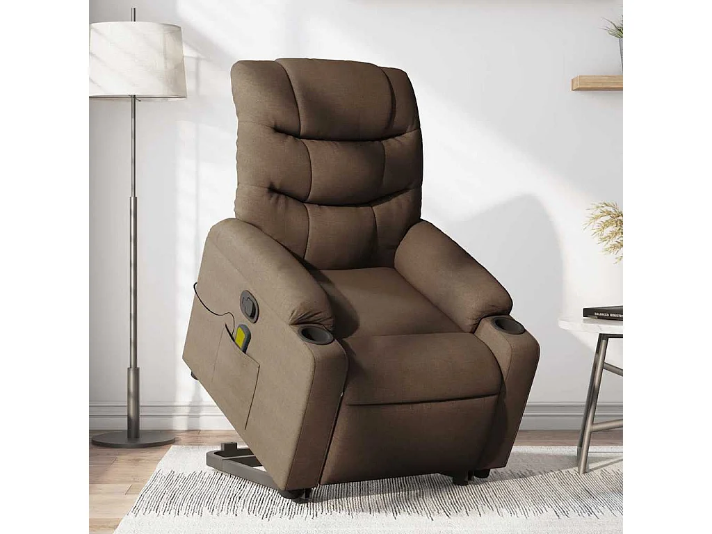 Fauteuil inclinable-Chaise de relax-Fauteuil de Massage Marron Tissu SHL3330