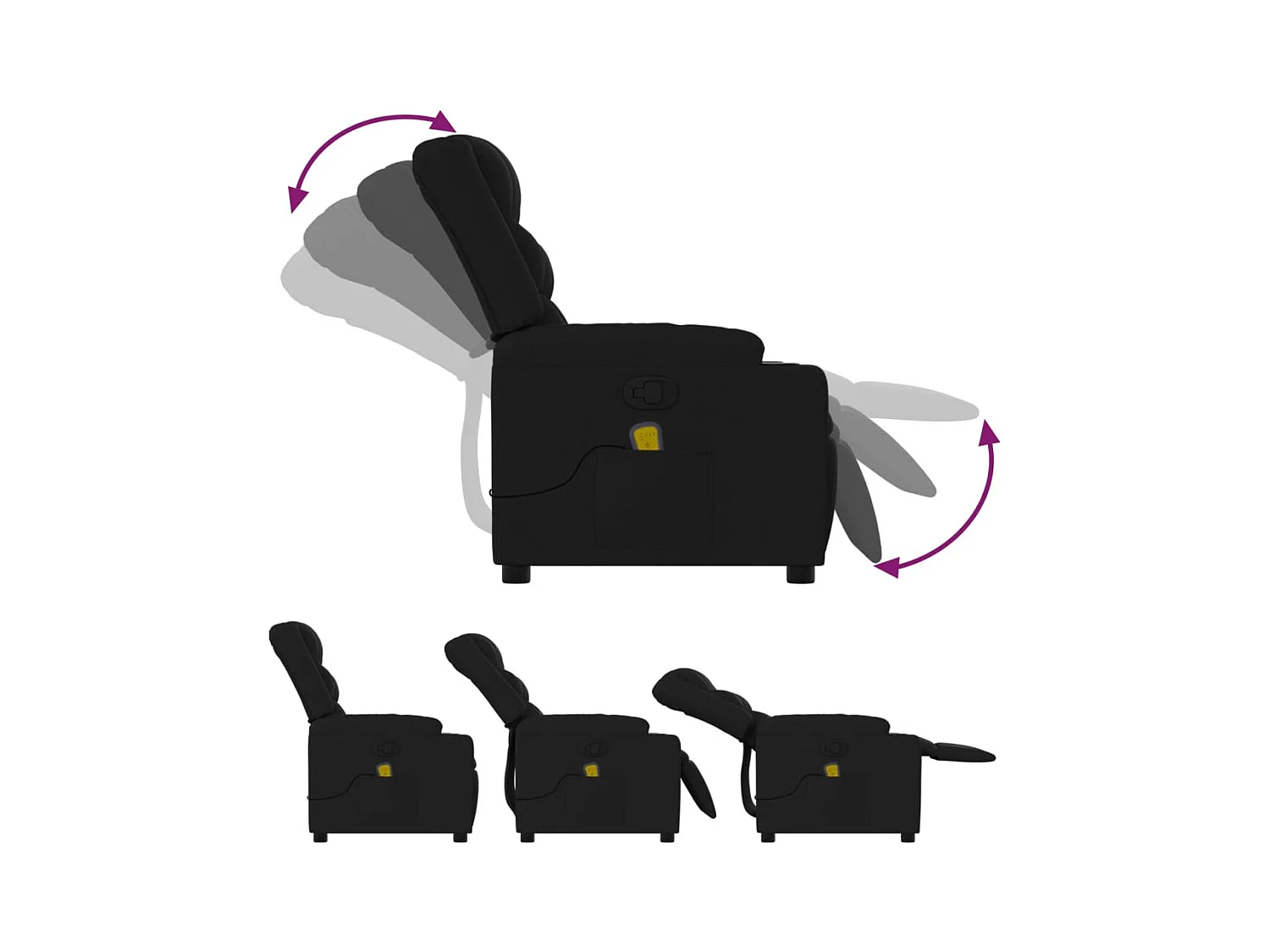 Sillón de relax | Sillón reclinable de masaje de tela negro SHL6995