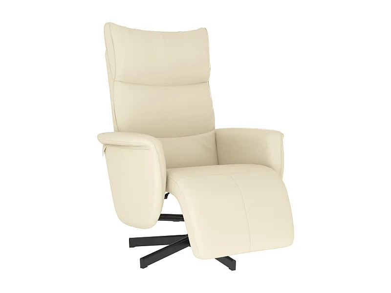 Sillón de relax | Sillón reclinable con reposapiés cuero sintético color crema SHL8707