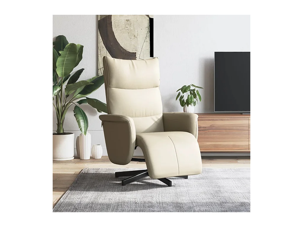 Sillón de relax | Sillón reclinable con reposapiés cuero sintético color crema SHL8707