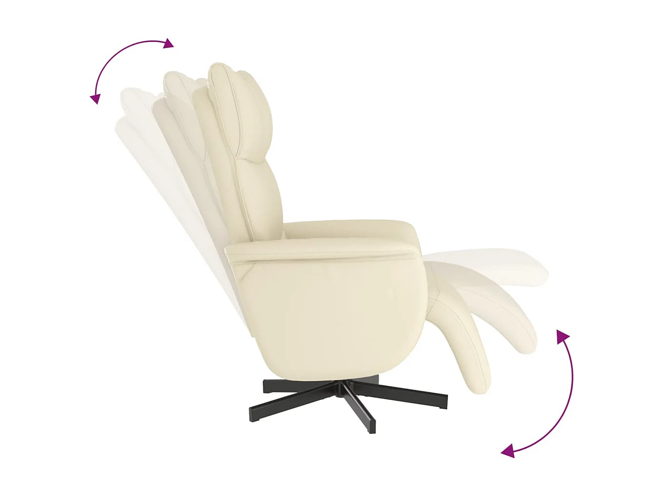 Sillón de relax | Sillón reclinable con reposapiés cuero sintético color crema SHL8707