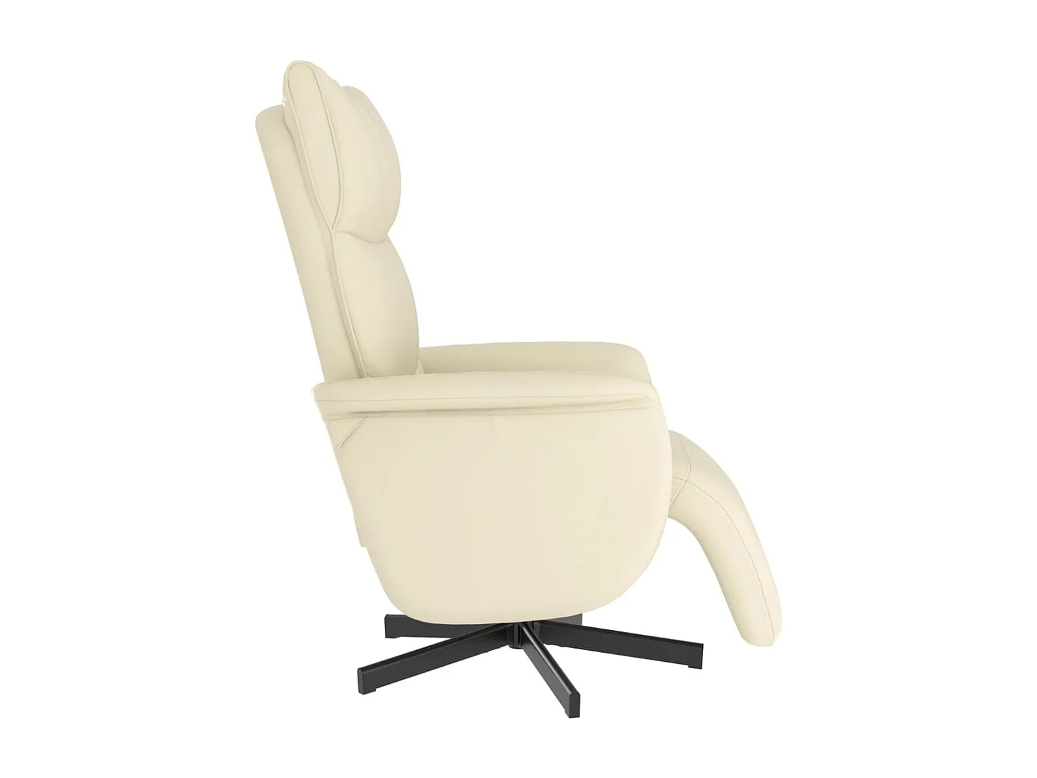 Fauteuil inclinable-Fauteuil salon avec repose-pieds crème similicuir SHL4876