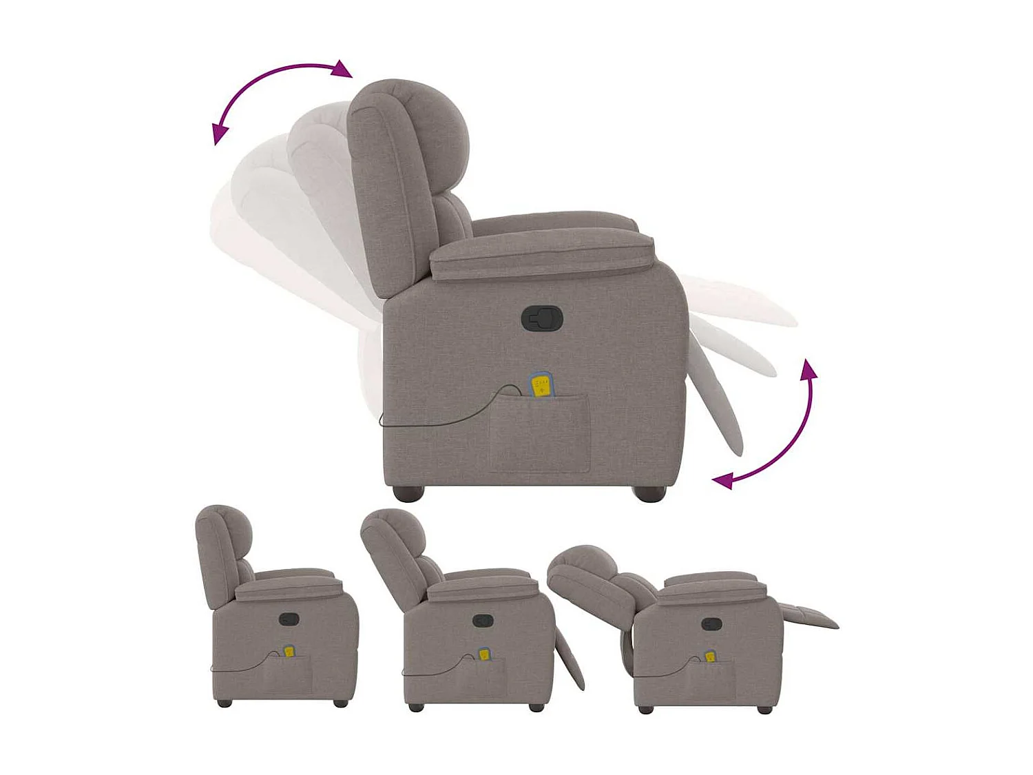 Fauteuil inclinable-Chaise de relax-Fauteuil de Massage Taupe Tissu SHL3182