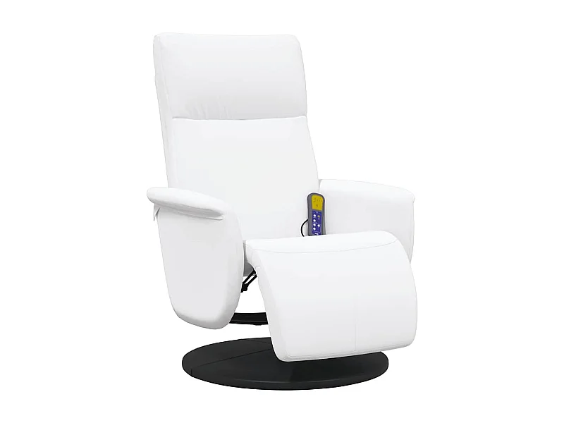 Sillón de relax | Sillón reclinable masaje con reposapiés cuero sintético blanco SHL7784