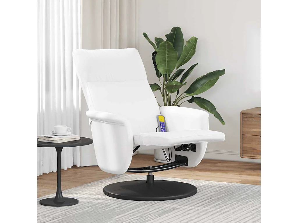 Massagesessel mit Fußteil Weiß Kunstleder SHL86426