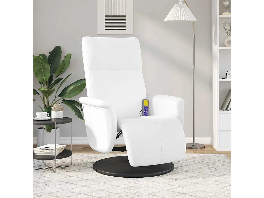 Massagesessel mit Fußteil Weiß Kunstleder SHL86426