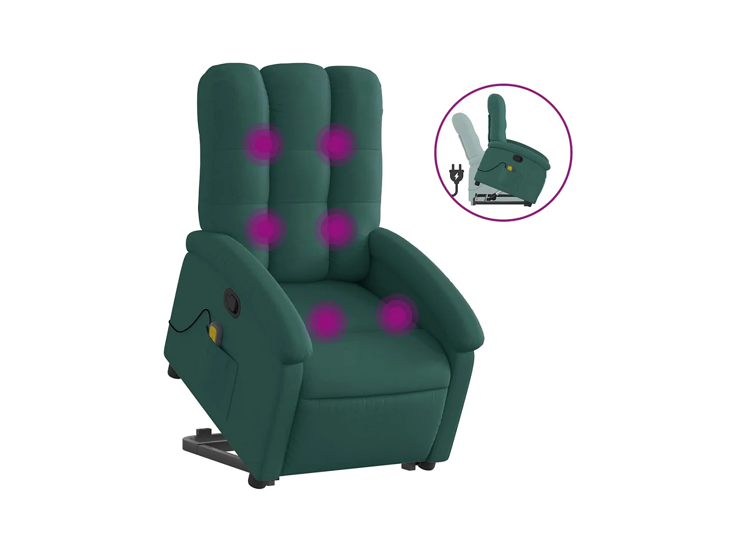 Fauteuil inclinable-Chaise de relax-Fauteuil de Massage Vert foncé Tissu SHL2028