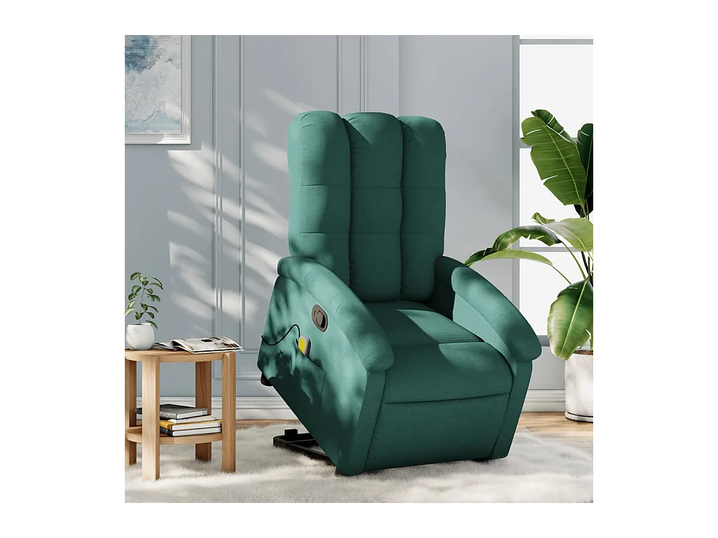 Silla de masaje reclinable de pie de tela verde oscura SHL2993