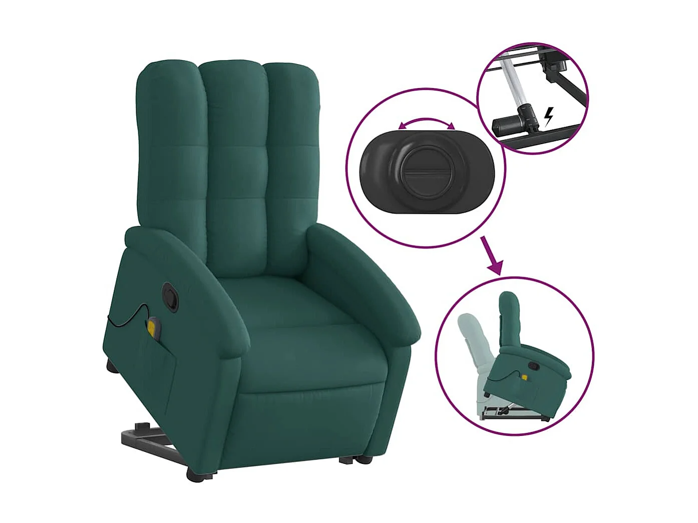 Fauteuil inclinable-Chaise de relax-Fauteuil de Massage Vert foncé Tissu SHL2028