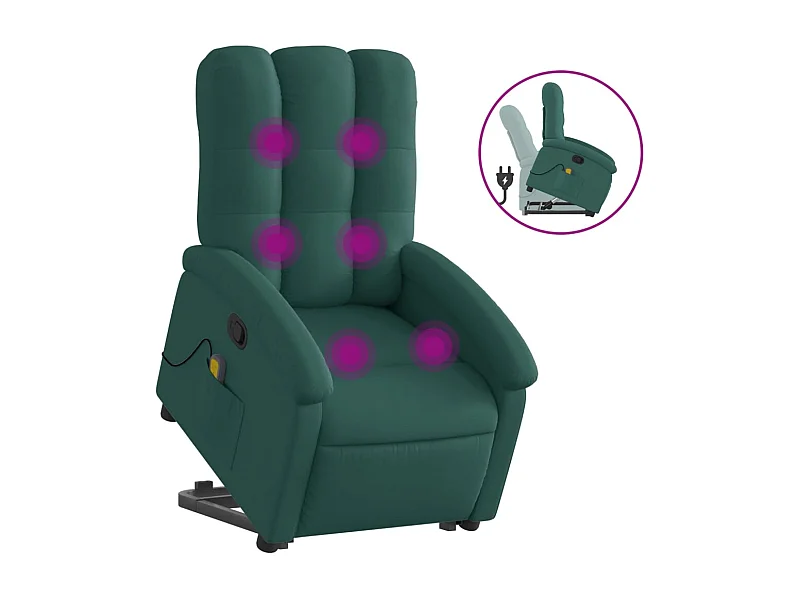 Fauteuil inclinable-Chaise de relax-Fauteuil de Massage Vert foncé Tissu SHL2028