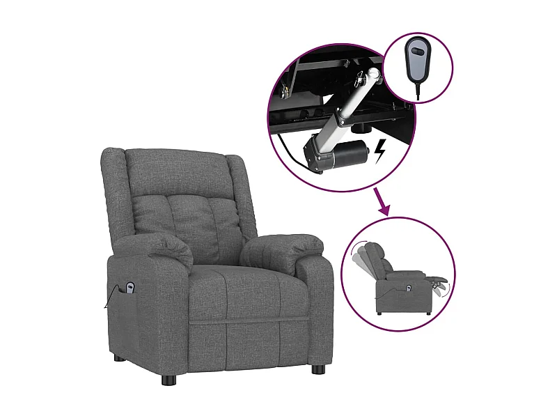 Fauteuil inclinable électrique-Chaise de relax-Fauteuil salon Gris foncé Tissu SHL1240