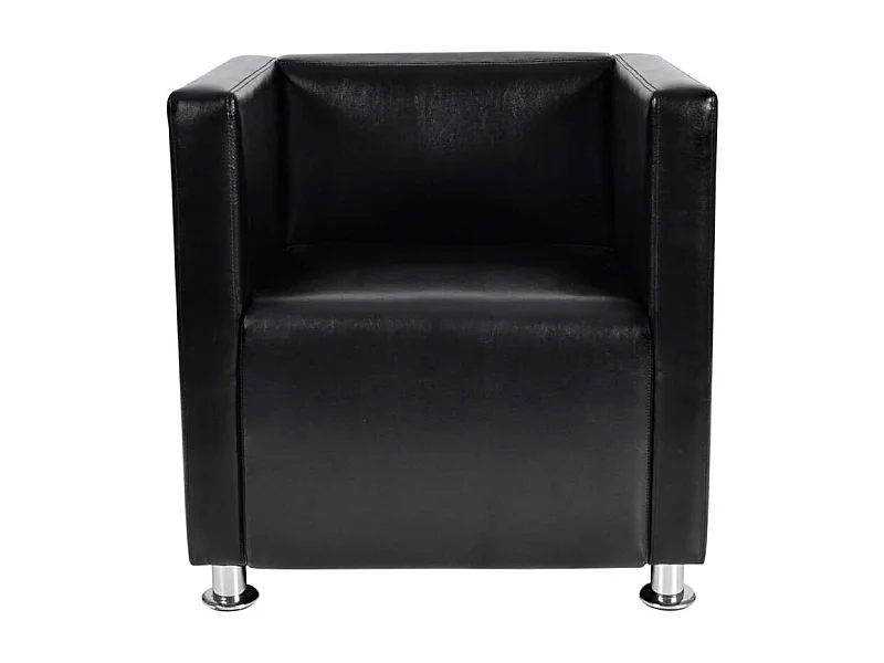 Fauteuil salon-Chaise de relax-Fauteuil cube 71x54x69cm noir similicuir SHL2451