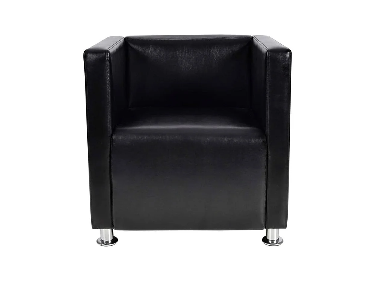Fauteuil salon-Chaise de relax-Fauteuil cube 71x54x69cm noir similicuir SHL2451