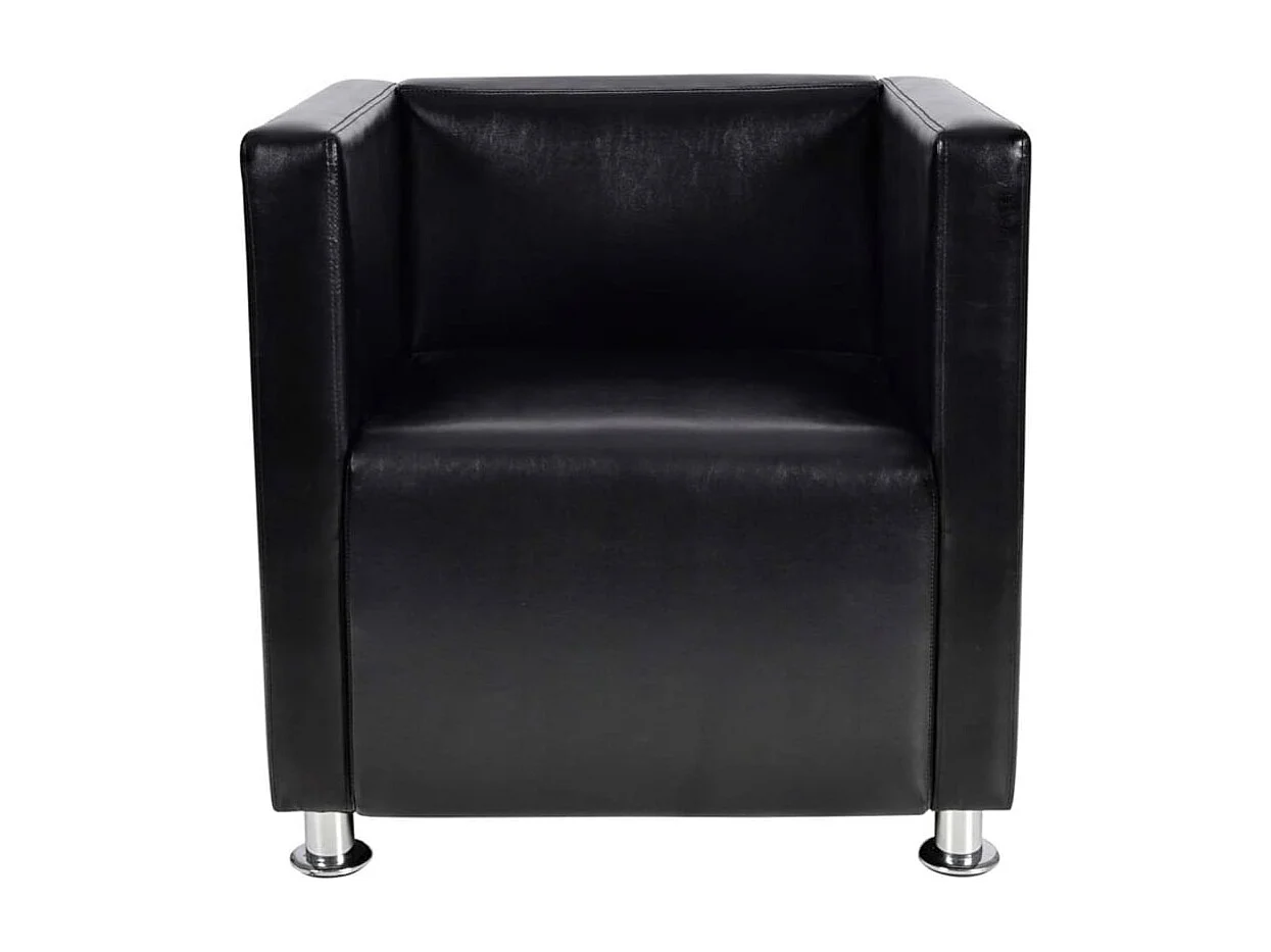 Fauteuil salon-Chaise de relax-Fauteuil cube 71x54x69cm noir similicuir SHL2451