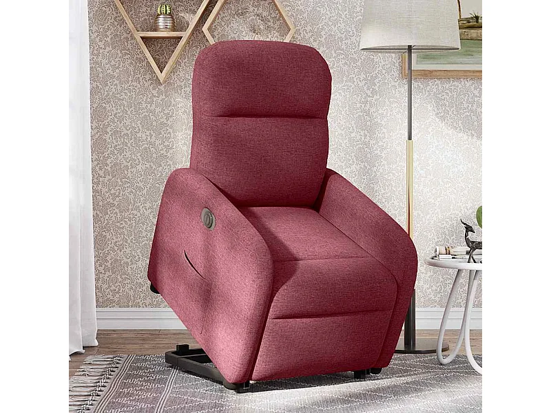 Silla de relax | Sillón eléctrico reclinable elevable de tela rojo tinto SHL3343