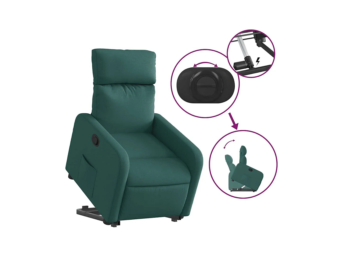 Sillón de relax | Silla | Sillón reclinable elevable tela verde oscuro SHL4770