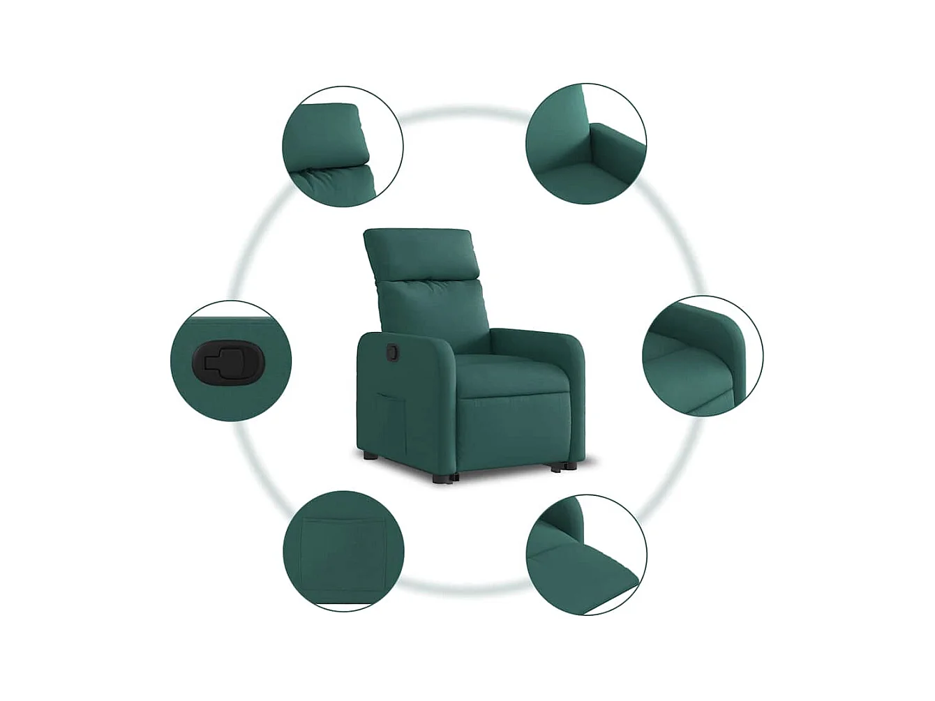 Sillón de relax | Silla | Sillón reclinable elevable tela verde oscuro SHL4770