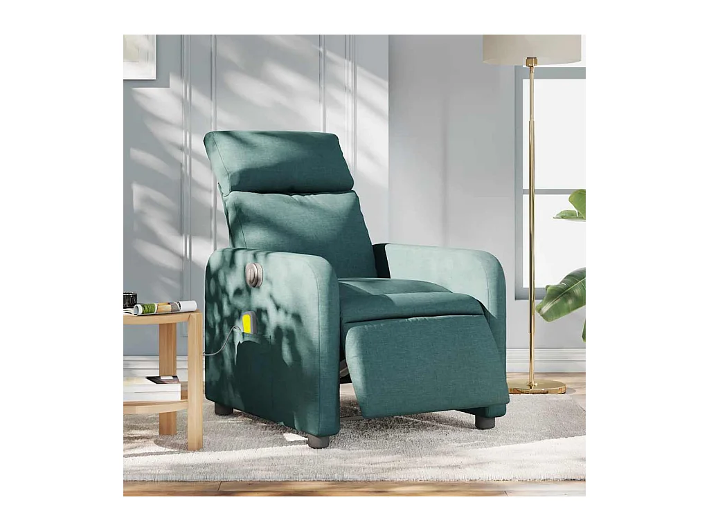Poltrona reclinável de massagens elétrica tecido verde-escuro SHL217937