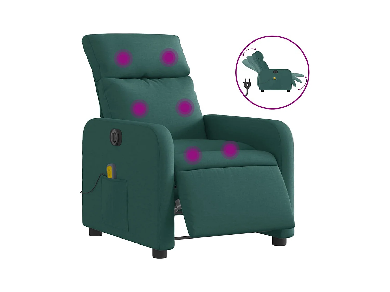 Fauteuil inclinable électrique-Fauteuil de massage de Salon Vert foncé Tissu SHL3614