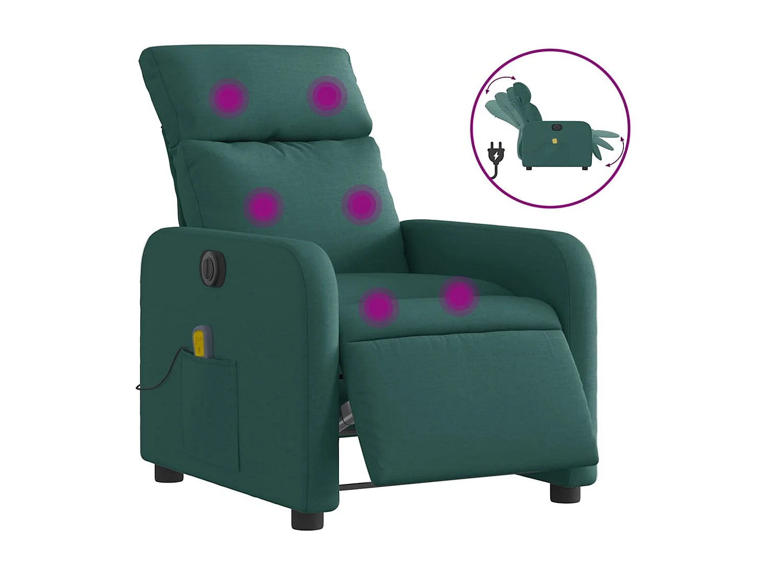 Massagesessel Elektrisch | Relaxsessel indoor Dunkelgrün Stoff SHL5866