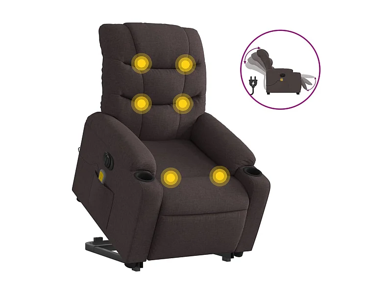 Fauteuil inclinable électrique-Chaise de relax-Fauteuil de Massage Marron foncé Tissu SHL2358