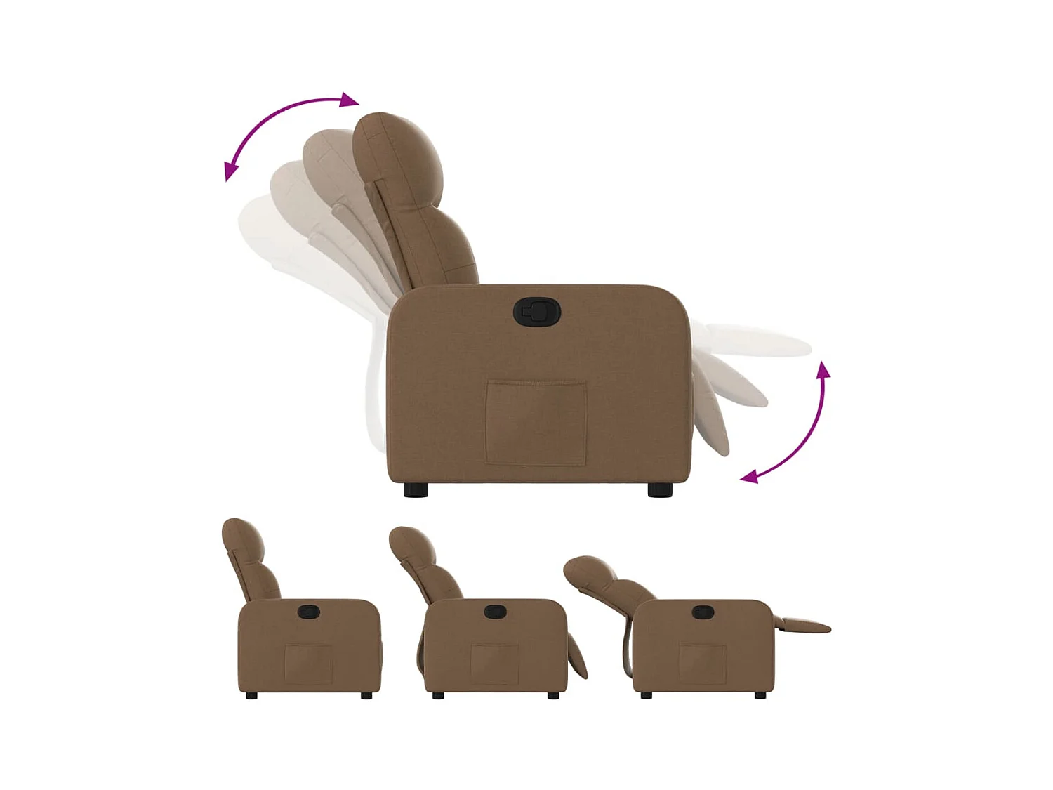 Sillón de relax | Silla | Sillón reclinable de tela marrón SHL4774