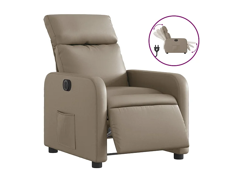 Fauteuil inclinable électrique-Chaise de relax-Fauteuil salon Cappuccino Similicuir SHL3432