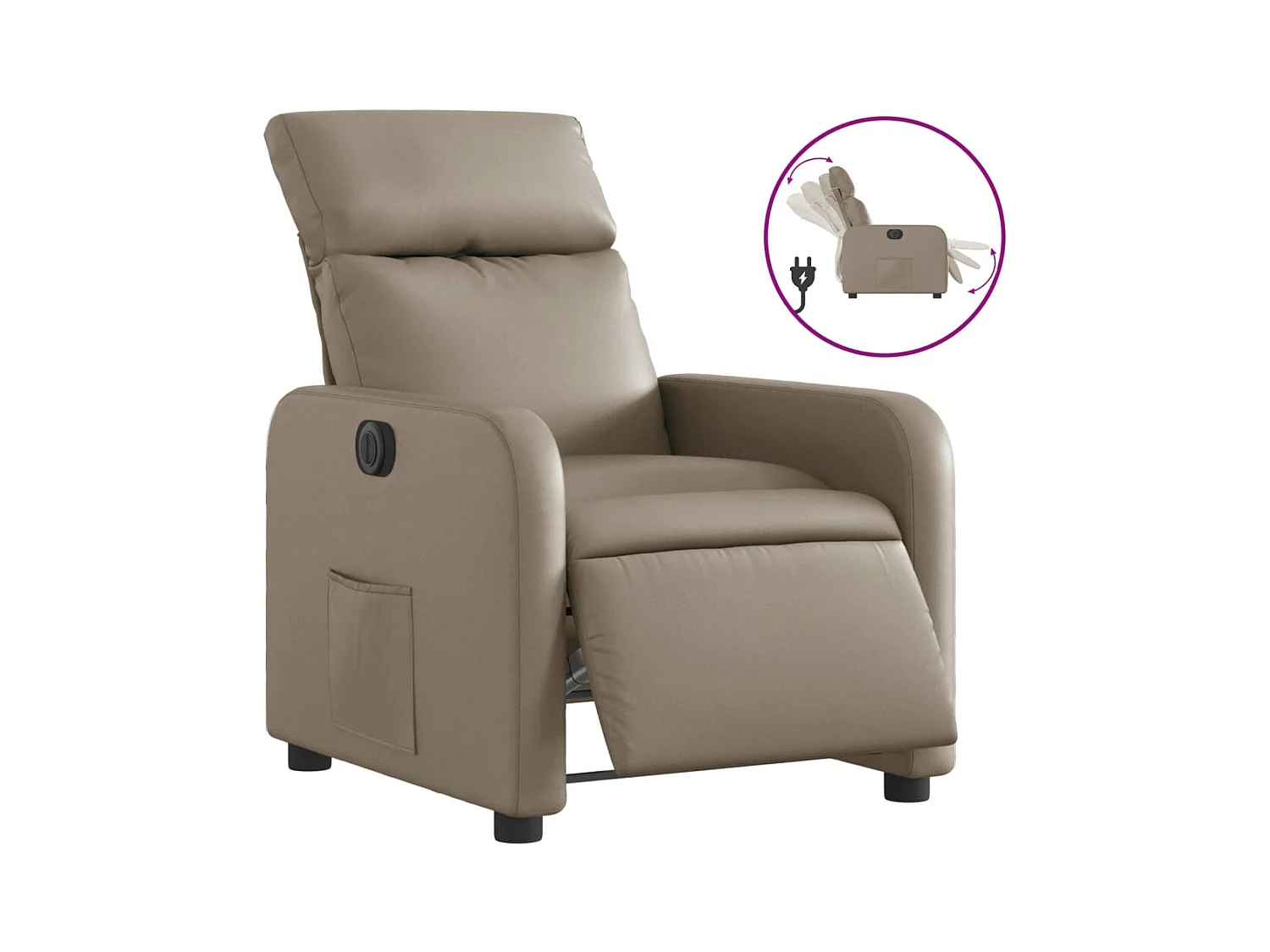 Sillón de relax | Sillón reclinable eléctrico de cuero sintético color capuchino SHL6338
