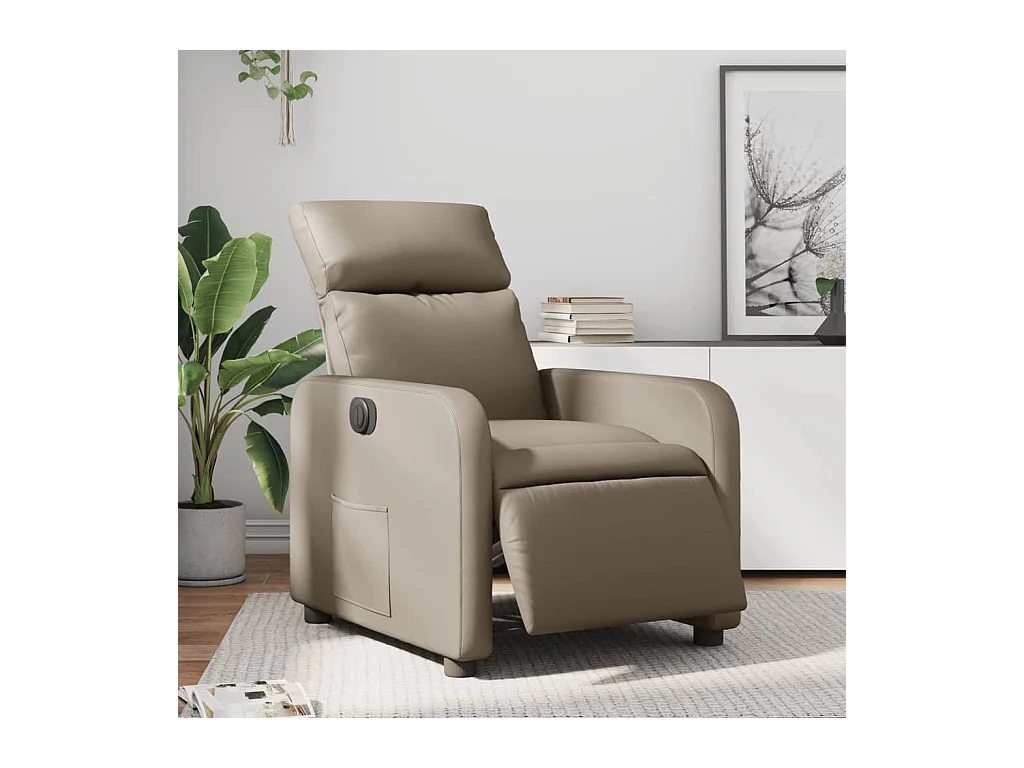 Sillón de relax | Sillón reclinable eléctrico de cuero sintético color capuchino SHL6338