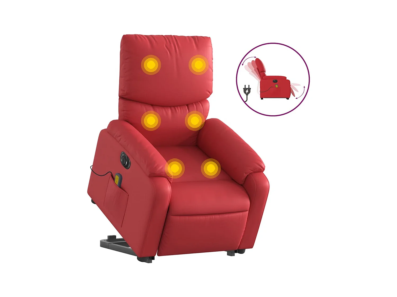 Fauteuil inclinable électrique-Chaise-Fauteuil de Massage rouge similicuir SHL1692