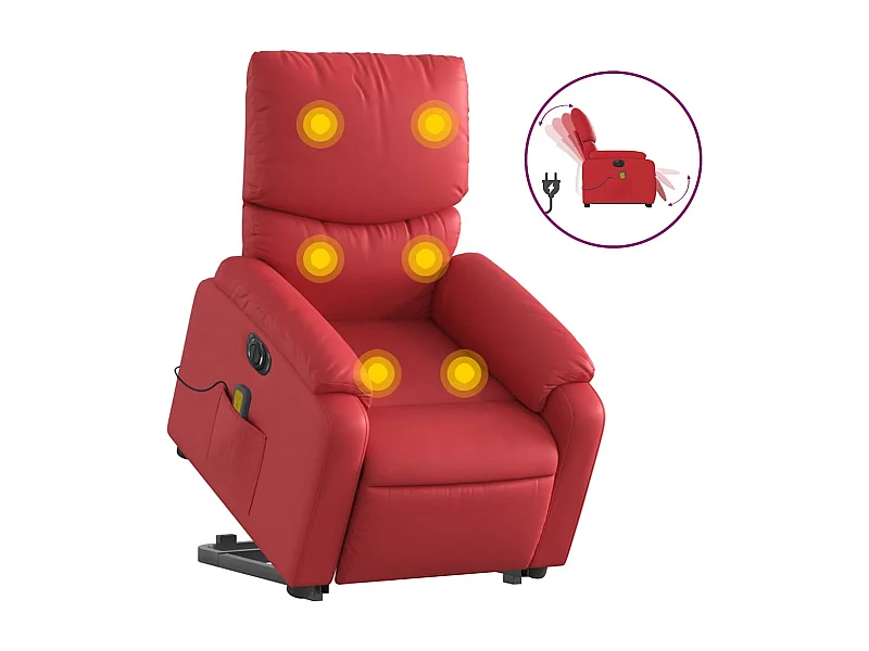 Poltrona Confortável | Poltrona reclinável elevatória elétrica couro artif. vermelho SHL152408