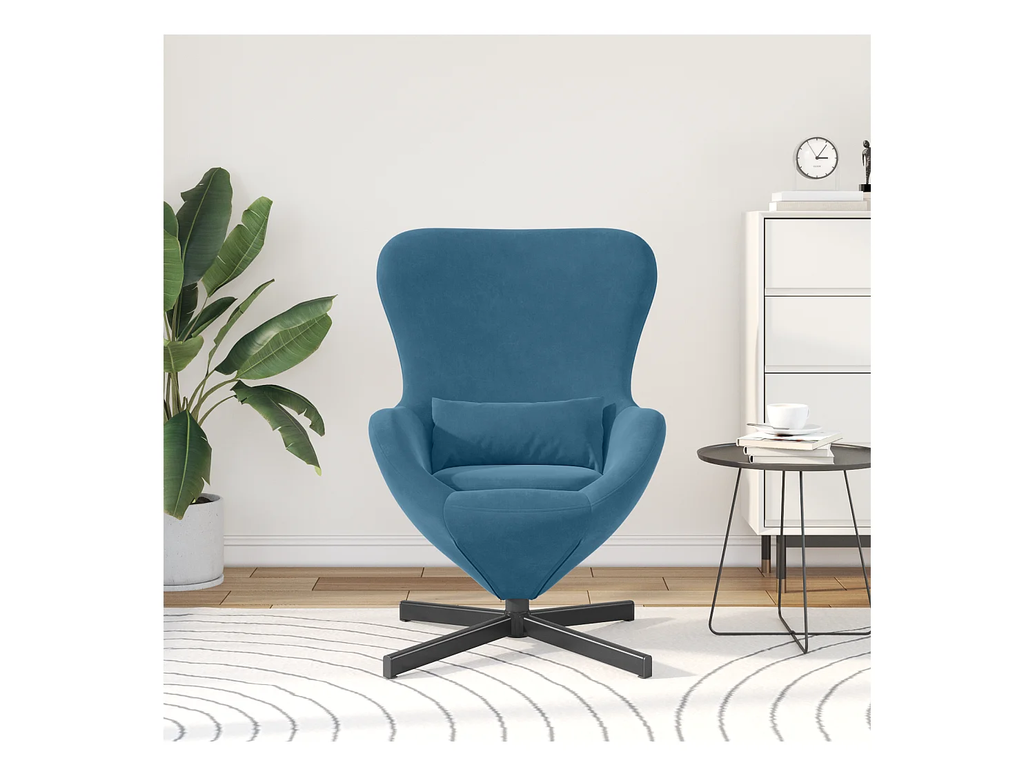 Sillón de relax | Sillón huevo Azul 63x73x90 cm Terciopelo SHL3827