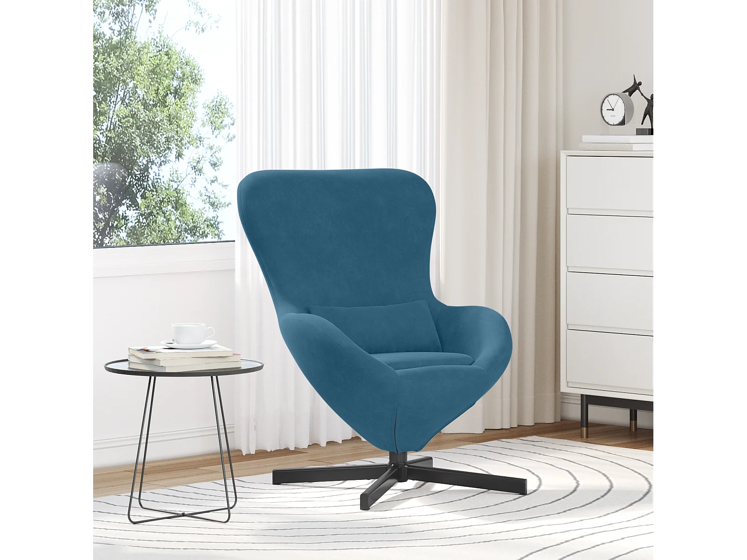 Eivormige stoel Blauw 63 x 73 x 90 cm Fluweel