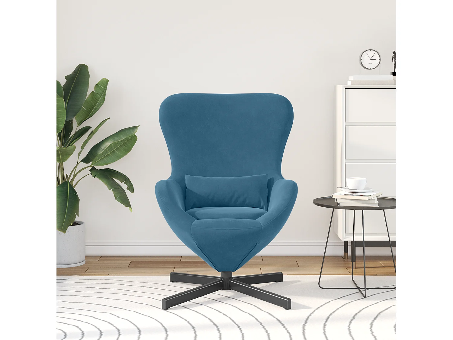 Eivormige stoel Blauw 63 x 73 x 90 cm Fluweel