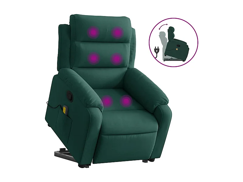 Fauteuil inclinable-Chaise de relax-Fauteuil de Massage Vert foncé Velours SHL4725