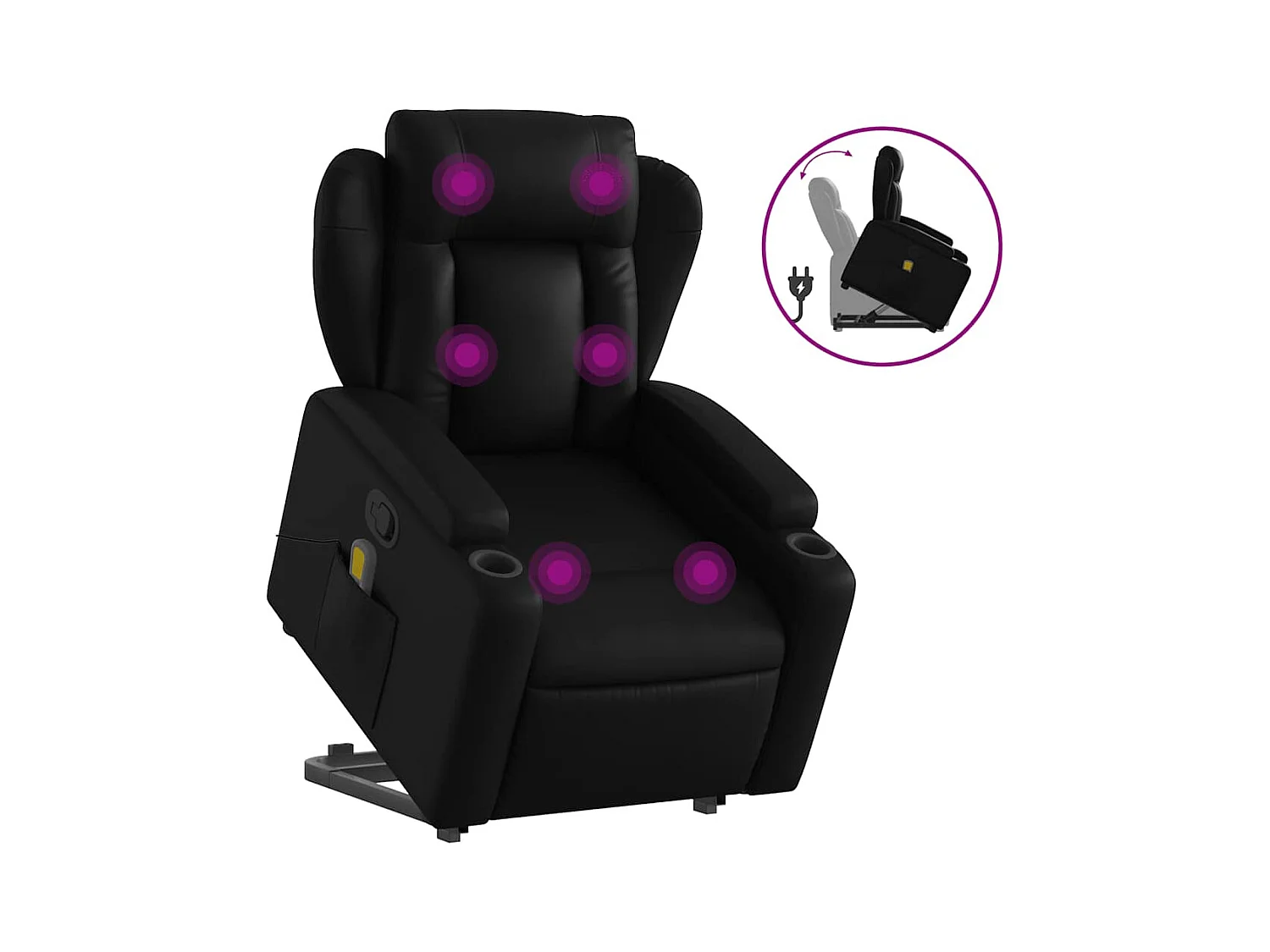 Fauteuil inclinable-Chaise de relax-Fauteuil de Massage Noir Similicuir SHL4101