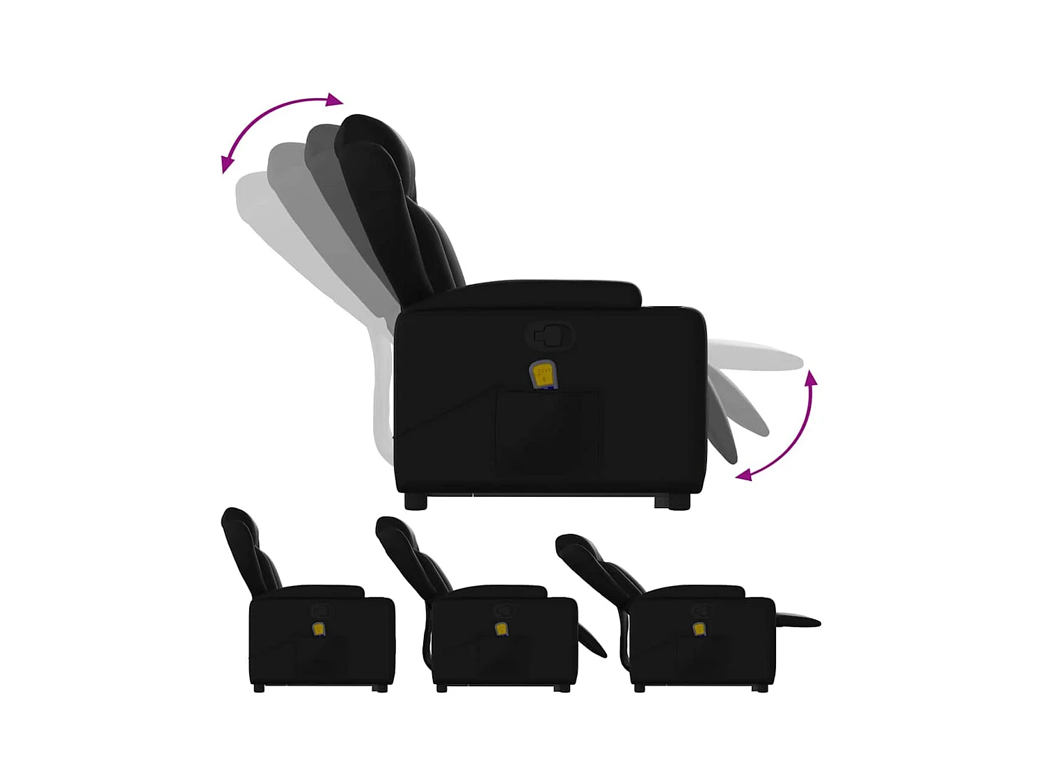 Sillón de relax | Sillón reclinable de masaje de pie cuero artificial negro SHL3313