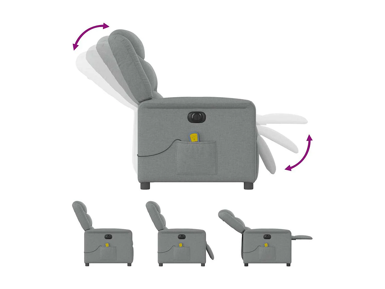 Sillón de relax | Sillón reclinable de masaje eléctrico tela gris claro SHL8638