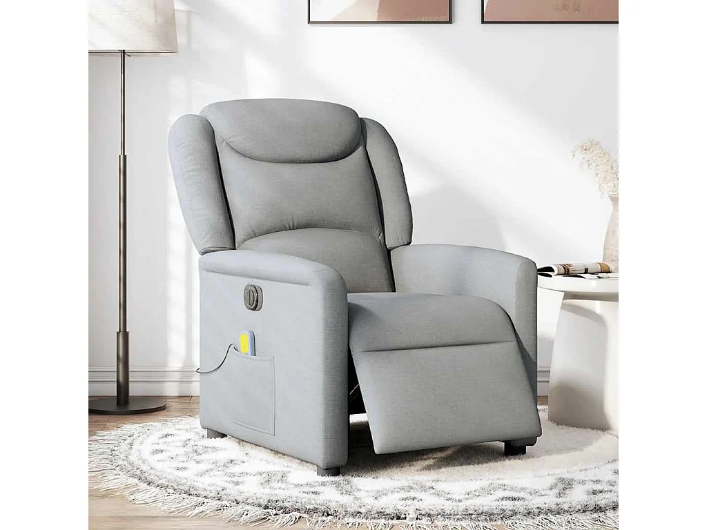 Fauteuil inclinable électrique-Fauteuil de massage de Salon gris clair tissu SHL3145
