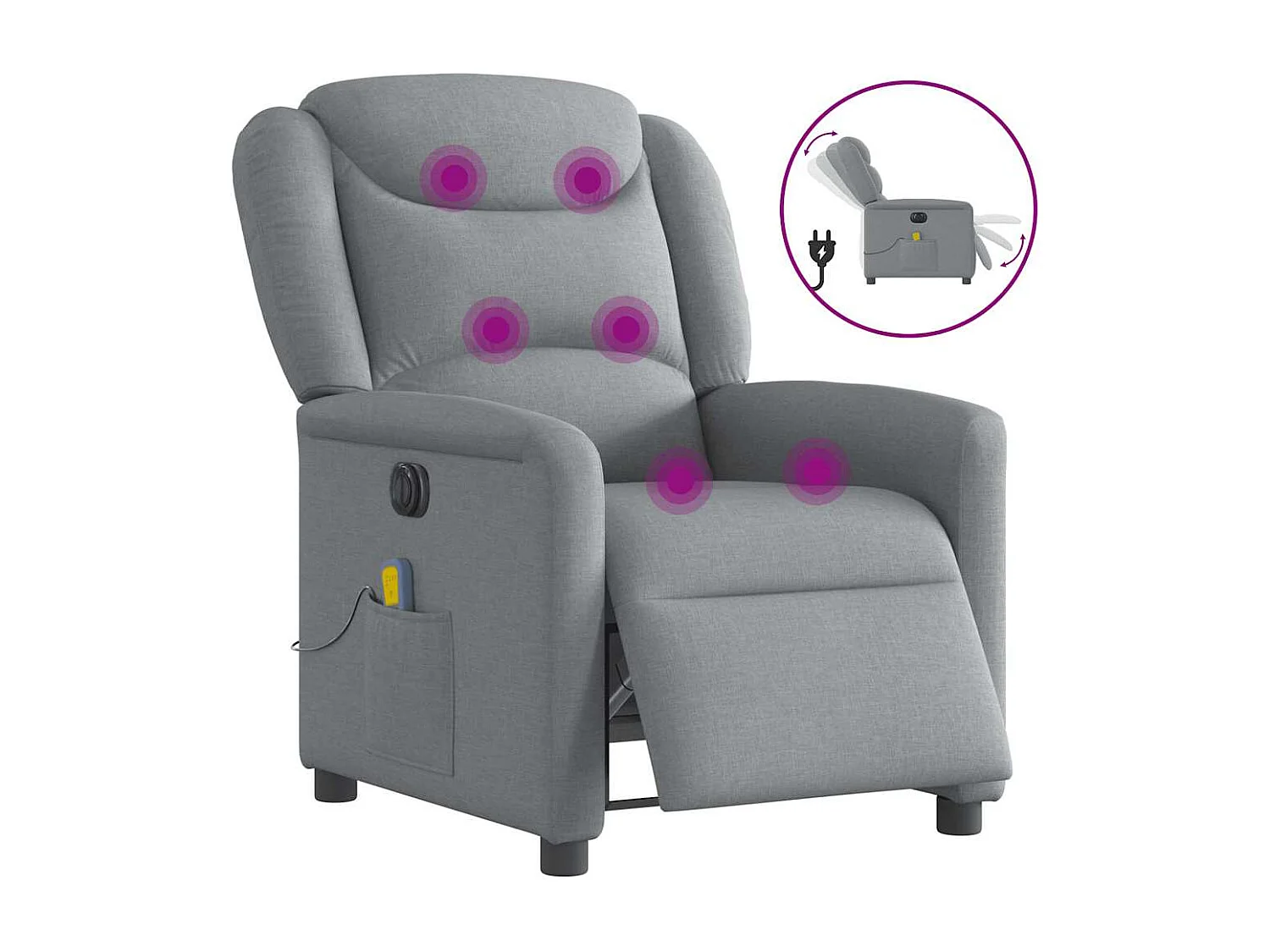 Fauteuil inclinable électrique-Fauteuil de massage de Salon gris clair tissu SHL3145