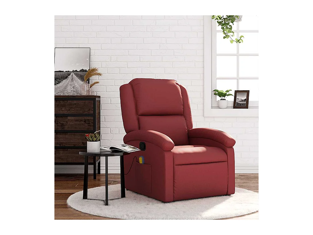 Sillón de salón | Silla | Sillón de masaje reclinable cuero sintético rojo tinto SHL2660