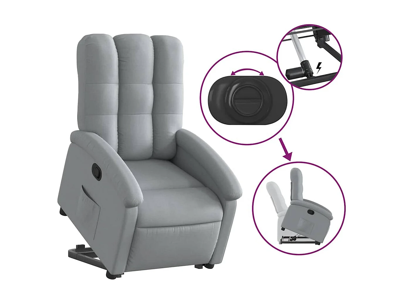 Fauteuil inclinable-Chaise de relax-Fauteuil TV Gris clair Tissu SHL3928